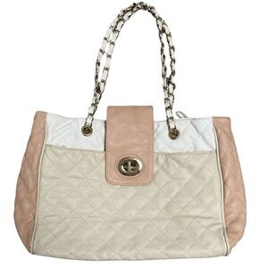 ALDO Quilted Chain Strap Tote Bag – Beige, White & Blush